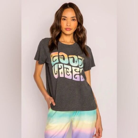 P.J. Salvage lounge set rainbow cool vibes NWOT M - Picture 1 of 16